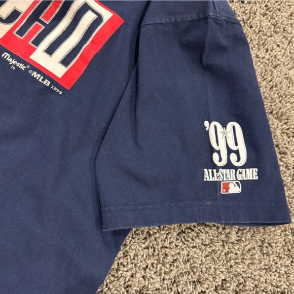Vintage Majestic ‘99 MLB All-Star game American League Navy T-Shirt, size L - Picture 3 of 5
